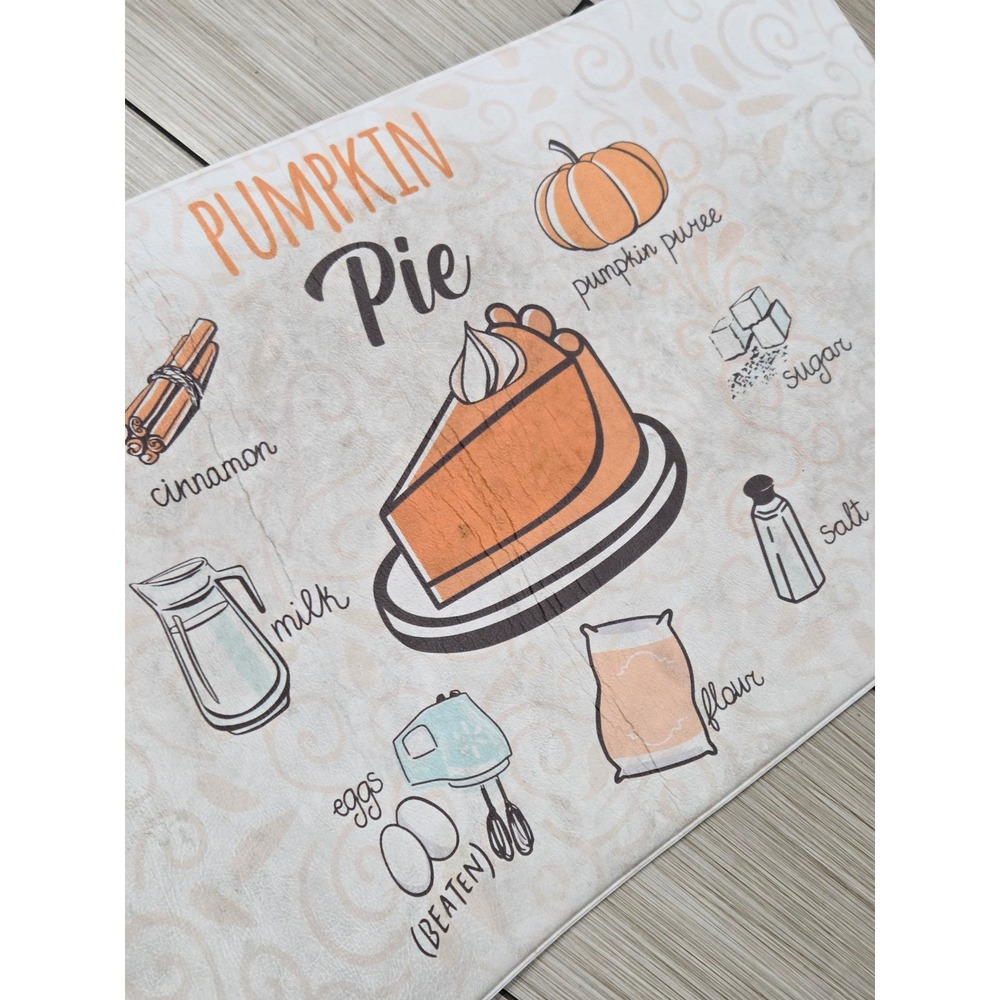 Pumpkin Pie Recipe Anti-Fatigue Kitchen Mat Fall Thanksgiving Decor